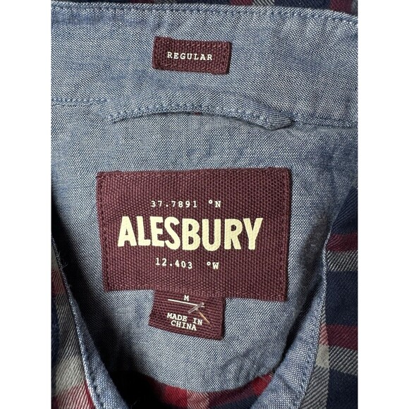 Alesbury 100% Cotton Navy Plaid Button Up Shirt Regular Pockets Men's‎ MED NWOT - Picture 4 of 10